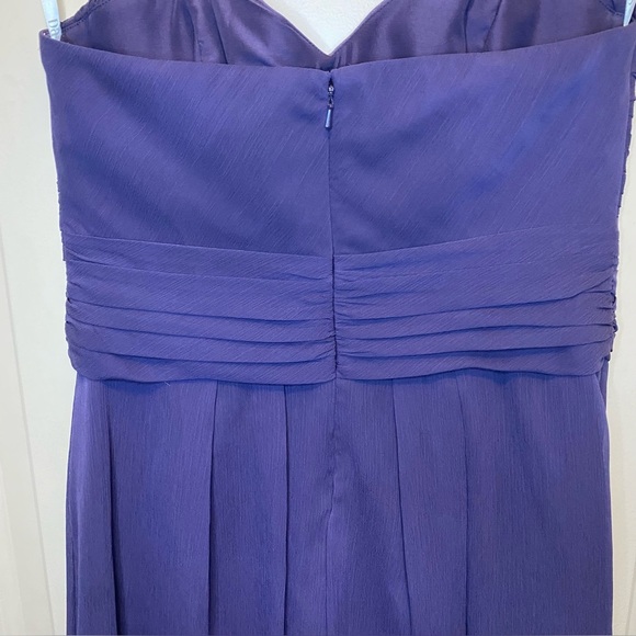 David's Bridal Strapless Short Dress Pleated Chiffon in Lapis Purple Sz 12 - Picture 5 of 16